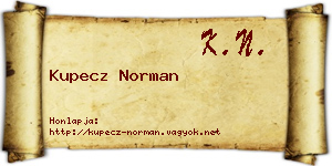 Kupecz Norman névjegykártya
